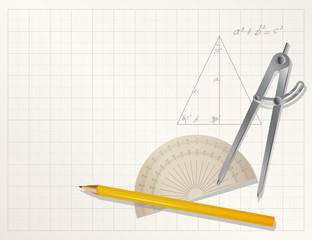 vector drawing tools - pencil, protractor, divider