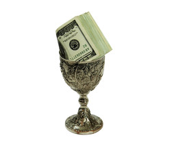 Money in Silver antique chalice