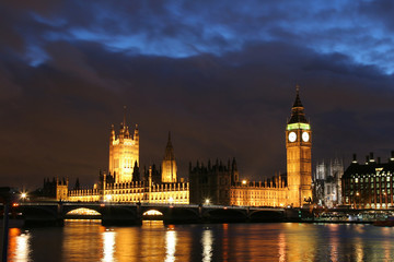 Houses of Parliament and Westminster Bridge. London.