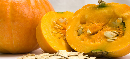 A pumpkin and pumpkin seeds