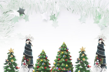 Christmas Trees and Tinsel  with Copy Space