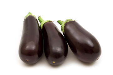 fresh aubergine on white background