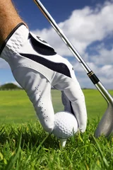 Tableaux ronds sur aluminium brossé Golf gant de golf