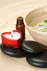 bowl of pure water and candle - beauty treatment