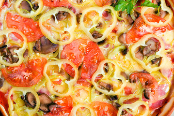 tomato pizza on plate.Italian kitchen .close up