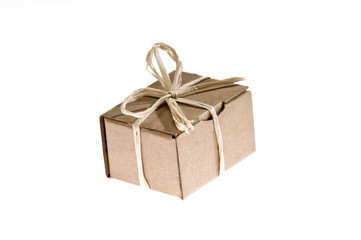 Simple present isolated made from recycled cardboard
