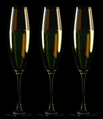 Wine glasses with white wine