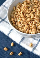 Breakfast: Sweetened puffed wheat cereal