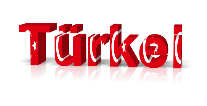 t&uuml;rkei 3d text symbol reflektion