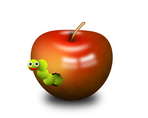 Worm in Red Apple