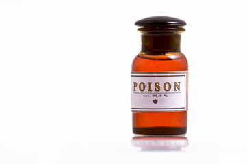 old brown glass bottle with poison