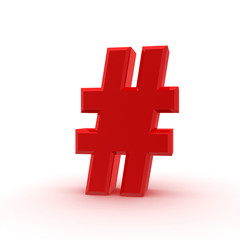 Red number sign isolated on white background