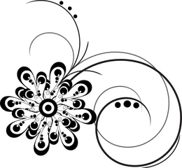Cercles muraux Fleurs noir et blanc Ornement de vecteur décoratif