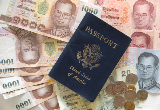 Thai money and passport from America