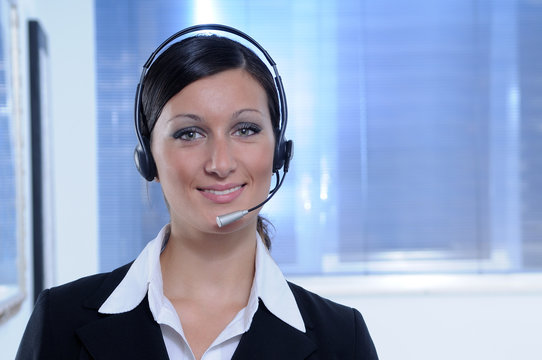 Smile,woman and call centre