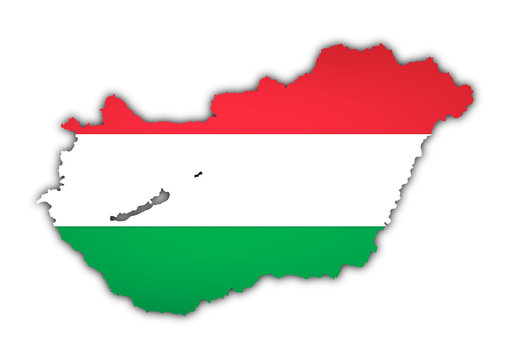 map and flag of hungary