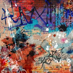 Foto op Plexiglas Graffiti Een rommelige graffiti-muurachtergrond