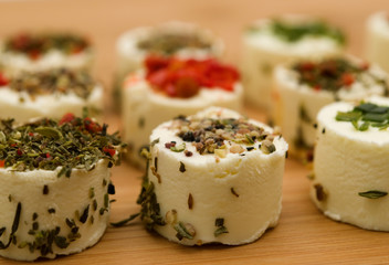 white cheese delicacy on bamboo board