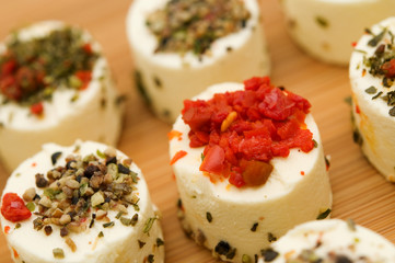 white cheese delicacy on bamboo board