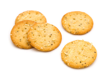 cheese  crackers on white background