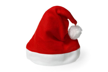 Red Santa hat isolated on pure white background