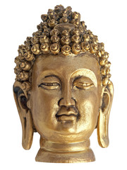 bouddha doré sur fond blanc