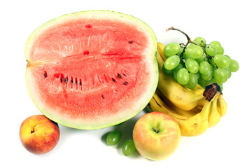 fresh fruits  isolated on a white background