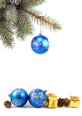 christmas decoration on a white background (place for the text)