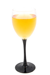 Glass of white wine  isolated on white..