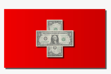 Swiss flag and dollars