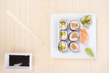 Fototapeta na wymiar Traditional japanese food sushi - World Cuisine.
