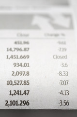 Financial figures - market indices on newspaper