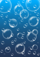 Abstract background with bubbles. Blue color.