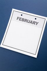 Blank Calendar, February, with blue background