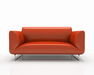 Modern red sofa isolated on white background 3D