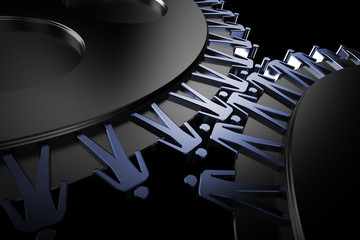 Peoples in corporation mechanism. 3d gears.