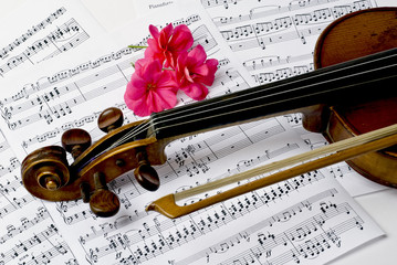 Geige und Notenblätter