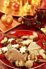 Christmas still life with hot drink and cookies