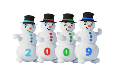 Four color Snowmen 2009