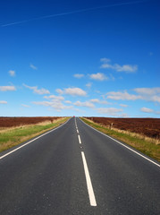 Upright view of road through Yorkshire Moors