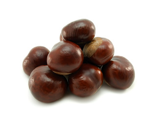 Chestnuts isolated on a white background