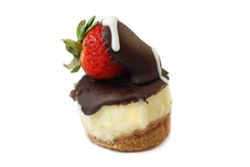 Cheesecake with chocolate strawberry isolated