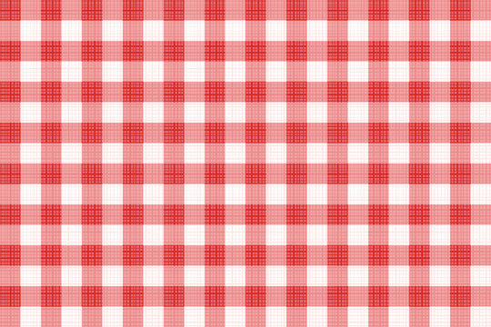Popular red gingham seamless repeat pattern with fabric texture