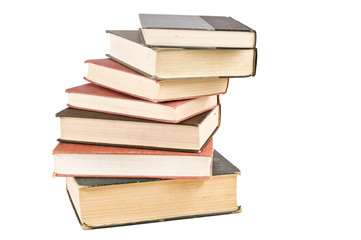 Pile of books forming spiral staircase, isolated, clipping path