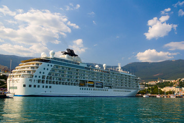 exterior of cruise liner in yalta seaport