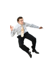 dynamique homme affaire business saut impeccable gagnant leader