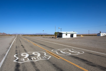 Old route 66 near the city Amboy at summer