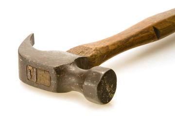 Old wooden handle steel head claw hammer