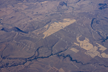 Aerial view of wind farms