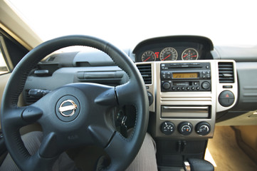 Interior of a modern car at driving seat